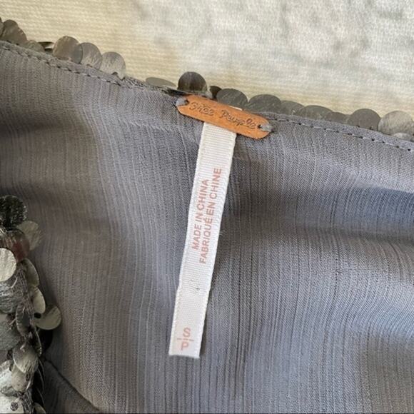 Free People Sequin Jacket Cardigan Small Grey Waterfall Party Sparkle Y2K - Picture 6 of 12